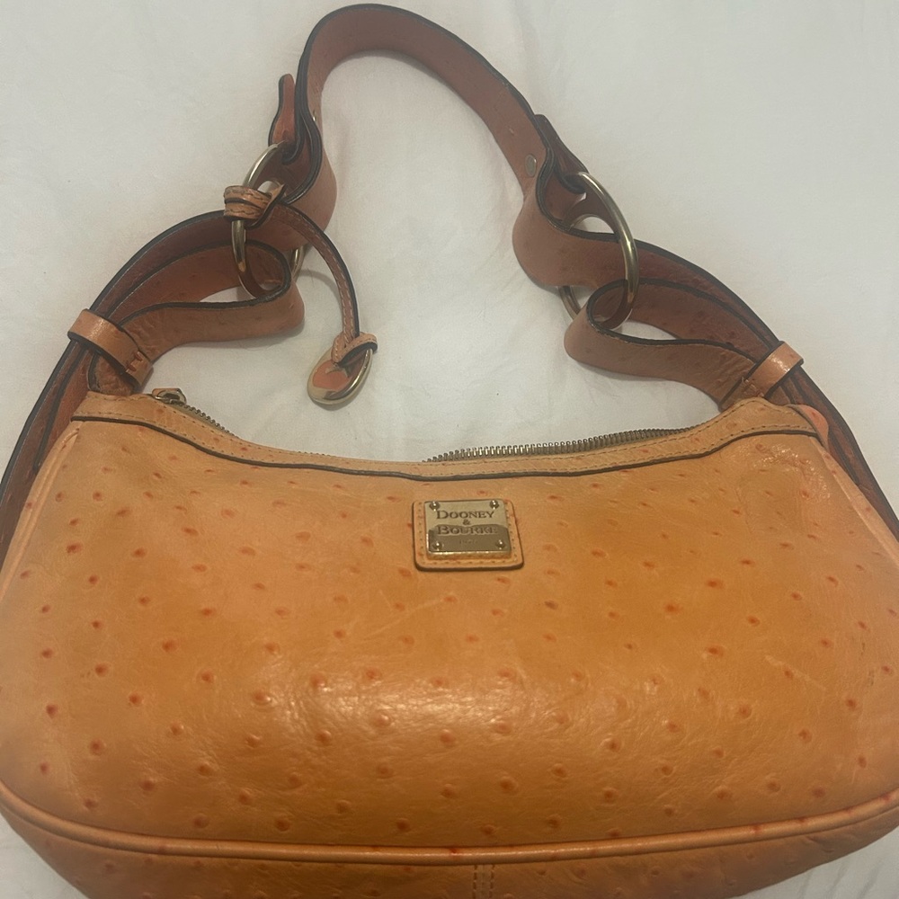 Dooney & Bourke Tan Ostrich-Embossed Shoulder Bag